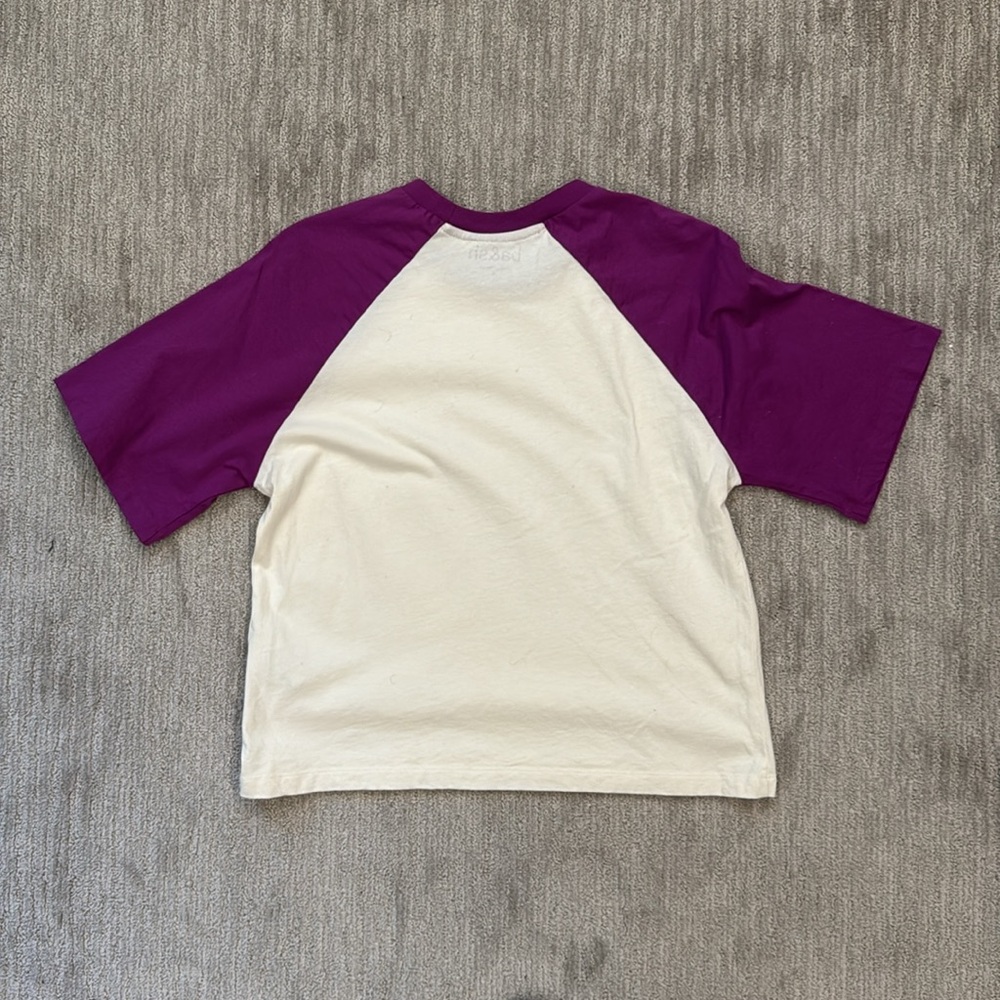ba&sh Purple & Cream Raglan Short Sleeve Tee - Picture 9 of 13